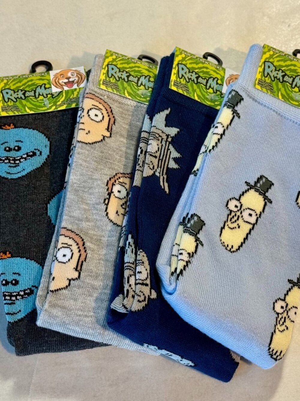 4 Pairs Rick And Morty Novelty Crew Socks Size 6-12/13 OSFM